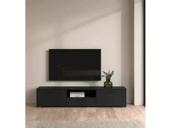 Móvel TV Dtinagli, Aparador sala, Armário baixo para TV, Base de parede equipada, 177x40 h38 cm, Preto