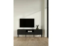 Móvel TV Dtisc, Aparador de sala, Armário baixo para TV, Base de parede equipada, 177x40 h57 cm, Preto