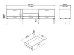 Móvel TV Dtisc, Aparador sala, Armário baixo para TV, Base de parede equipada, 177x40 h57 cm, Branco