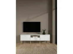 Móvel TV Dtisc, Aparador sala, Armário baixo para TV, Base de parede equipada, 177x40 h57 cm, Branco