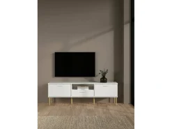 Móvel TV Dtisc, Aparador sala, Armário baixo para TV, Base de parede equipada, 177x40 h57 cm, Branco