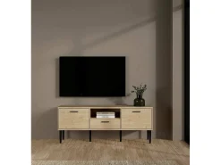 Móvel TV Dtoc, Aparador sala, Armário baixo para TV, Base de parede equipada, 147x40 h57 cm, Carvalho