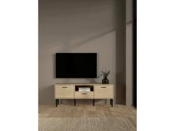 Móvel TV Dtoc, Aparador sala, Armário baixo para TV, Base de parede equipada, 147x40 h57 cm, Carvalho