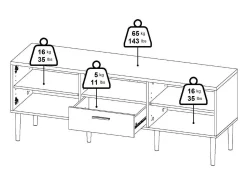 Móvel TV Dtoc, Aparador sala, Armário baixo para TV, Base de parede equipada, 147x40 h57 cm, Carvalho