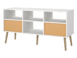 Móvel TV Dtoedtl, Aparador de sala, Móvel baixo para TV, Base de parede equipada, 117x39 h61 cm, Branco