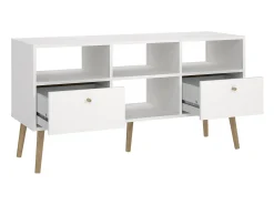 Móvel TV Dtoedtl, Aparador de sala, Móvel baixo para TV, Base de parede equipada, 117x39 h61 cm, Branco