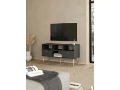 Móvel TV Dtoedtl, Aparador de sala, Móvel baixo para TV, Base de parede equipada, 117x39 h61 cm, Cinza