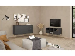 Móvel TV Dtoedtl, Aparador de sala, Móvel baixo para TV, Base de parede equipada, 117x39 h61 cm, Cinza