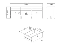 Móvel TV Dtofan, Aparador de sala, Móvel baixo para TV, Base de parede equipada, 151x38 h54 cm, Branco