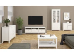 Móvel TV Dtofan, Aparador de sala, Móvel baixo para TV, Base de parede equipada, 151x38 h54 cm, Branco