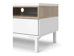 Móvel TV Dtoffani, Aparador sala, Armário baixo para TV, Base de parede equipada, 156x48 h48 cm, Branco e Carvalho