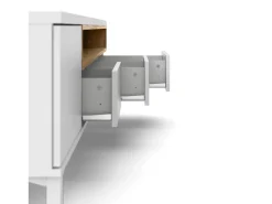 Móvel TV Dtoffani, Aparador sala, Armário baixo para TV, Base de parede equipada, 156x48 h48 cm, Branco e Carvalho