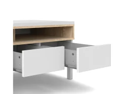 Móvel TV Dtoffani, Aparador sala, Armário baixo para TV, Base de parede equipada, 156x48 h48 cm, Branco e Carvalho