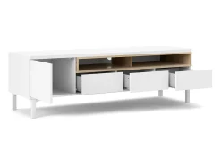 Móvel TV Dtoffani, Aparador sala, Armário baixo para TV, Base de parede equipada, 156x48 h48 cm, Branco e Carvalho