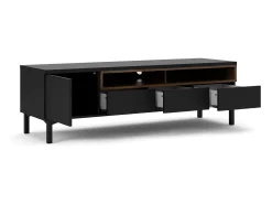 Móvel TV Dtoffani, Aparador de sala, Armário baixo para TV, Base de parede equipada, 156x48 h48 cm, Preto e Nogueira