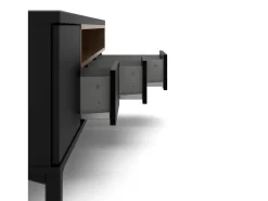 Móvel TV Dtoffani, Aparador de sala, Armário baixo para TV, Base de parede equipada, 156x48 h48 cm, Preto e Nogueira
