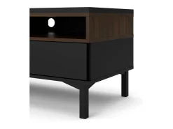 Móvel TV Dtoffani, Aparador de sala, Armário baixo para TV, Base de parede equipada, 156x48 h48 cm, Preto e Nogueira