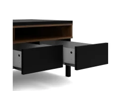 Móvel TV Dtoffani, Aparador de sala, Armário baixo para TV, Base de parede equipada, 156x48 h48 cm, Preto e Nogueira