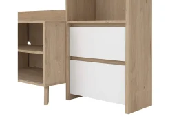 Móvel TV Dtolja, Aparador sala, Armário baixo para TV, Base de parede equipada, 209x48 h183 cm, Carvalho e Branco