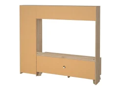 Móvel TV Dtolja, Aparador sala, Armário baixo para TV, Base de parede equipada, 209x48 h183 cm, Carvalho e Branco