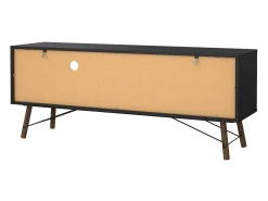 Móvel TV Dtomason, Aparador de sala, Armário baixo para TV, Base de parede equipada, 150x40 h60 cm, Preto e Nogueira