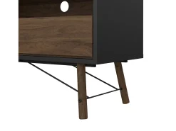 Móvel TV Dtomason, Aparador de sala, Armário baixo para TV, Base de parede equipada, 150x40 h60 cm, Preto e Nogueira