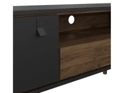Móvel TV Dtomason, Aparador de sala, Armário baixo para TV, Base de parede equipada, 150x40 h60 cm, Preto e Nogueira