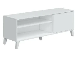 Móvel TV Dzibett, Aparador de sala, Armário baixo para TV, Base de parede equipada, 135x40 h50 cm, Branco