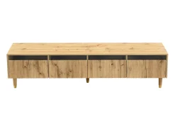 Móvel TV em madeira com 4 gavetas, gaveta em madeira e acrílico 178x35x45cm