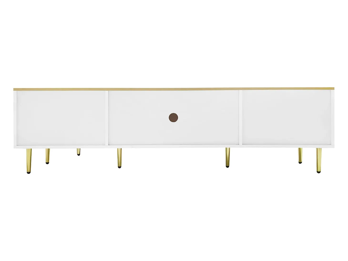 Móvel TV escandinavo 170cm com LED - 4 gavetas - folheado com padrão mármore - Branco