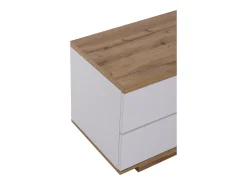 Móvel TV escandinavo contemporâneo 180 cm em madeira - 5 portas + 8 compartimentos - Natural e Branco
