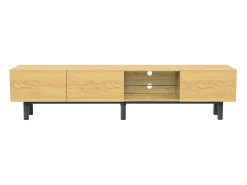 Móvel TV industrial com LED, 3 portas 2 prateleiras, 175x31x41cm, natural