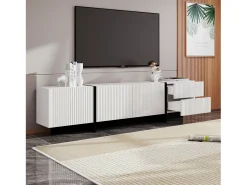 Móvel TV L 190cm - 3 portas 2 gavetas 5 compartimentos - Branco e Preto