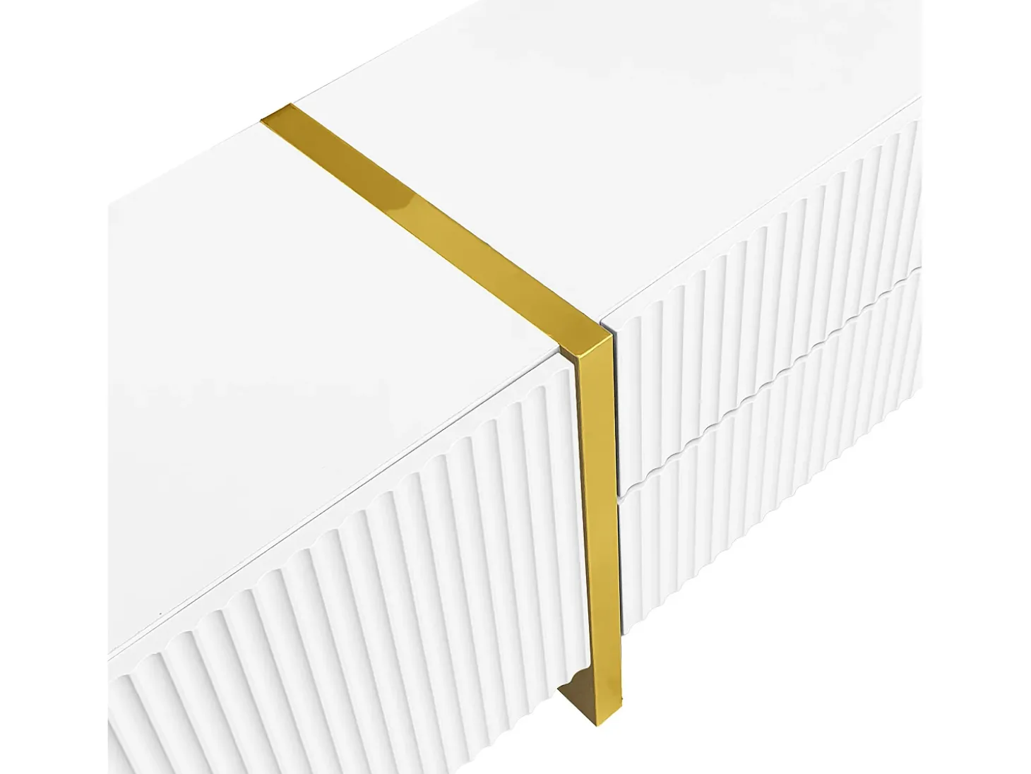 Móvel TV L 190cm - 3 portas 2 gavetas 5 compartimentos - Branco & Dourado