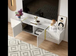Móvel TV L 170cm - com 4 portas - MDF - Branco