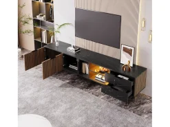 Móvel TV L 200cm com LED - 2 portas e 2 gavetas - Castanho