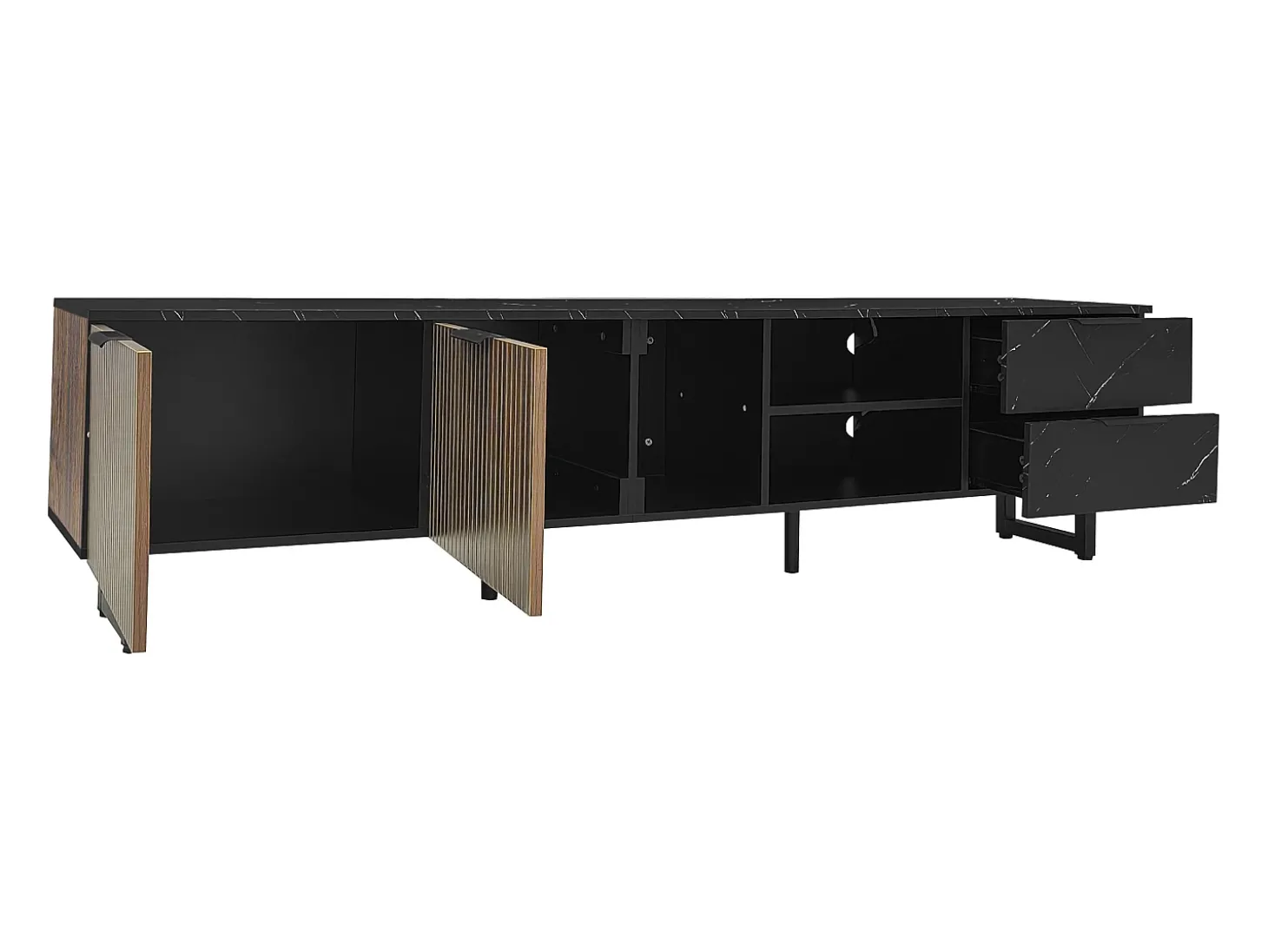 Móvel TV L 200cm com LED - 2 portas e 2 gavetas - Castanho