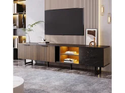 Móvel TV L 200cm com LED - 2 portas e 2 gavetas - Castanho