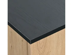 Móvel TV LED 15 lâmpadas - TV-Board com 1 gaveta + 3 portas + 2 compartimentos placa de tecto preta - natural 180x40x45cm
