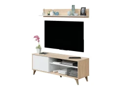 Móvel TV Mesa, Aparador para televisão da sala com 1 porta, Móvel TV sala, Aparador design, 135x40h50 cm, Carvalho