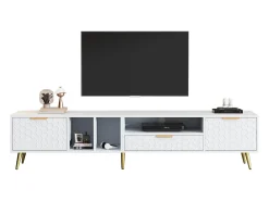 Móvel TV moderno 180 cm - 1 gaveta + 2 portas + 3 compartimentos - Branco