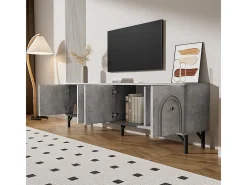 Móvel TV moderno de 4 portas - Cinzento, 160 cm - Design elegante, dobradiças de fecho suave