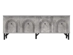 Móvel TV moderno de 4 portas - Cinzento, 160 cm - Design elegante, dobradiças de fecho suave