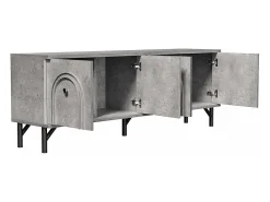 Móvel TV moderno de 4 portas - Cinzento, 160 cm - Design elegante, dobradiças de fecho suave
