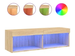 Móvel TV multimídia Estante TV Aparador TV sala de jantar sala de estar quarto com luzes LED Carvalho Sonoma 100 x 30 x 30 cm marrom 02_0026752