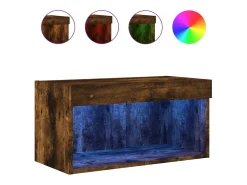 Móvel TV multimídia Estante TV aparador sala de jantar sala de estar quarto com luzes LED carvalho fumado 60 x 30 x 30 cm castanho 02_0026743
