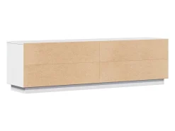 Móvel TV multimídia Estante TV Aparador TV Sala de jantar Sala de estar Quarto 156 x 37 x 45 cm Madeira maciça de pinho Branco 02_0026040