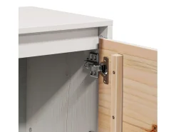 Móvel TV multimídia Estante TV Aparador TV Sala de jantar Sala de estar Quarto 156 x 37 x 45 cm Madeira maciça de pinho Branco 02_0026040