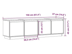 Móvel TV multimídia Estante TV Aparador TV Sala de jantar Sala de estar Quarto 156 x 37 x 45 cm Madeira maciça de pinho Branco 02_0026040