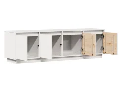 Móvel TV multimídia Estante TV Aparador TV Sala de jantar Sala de estar Quarto 156 x 37 x 45 cm Madeira maciça de pinho Branco 02_0026040